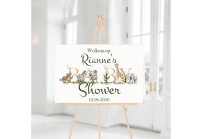 Babyshower Welkomstbord Safari Jungle – met naam