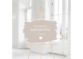 Welkomstbord Babyshower Acryl beige – met naam