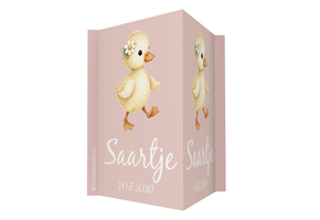Geboortebord baby eend met bloem gepersonaliseerd | Jetjes & Jobjes