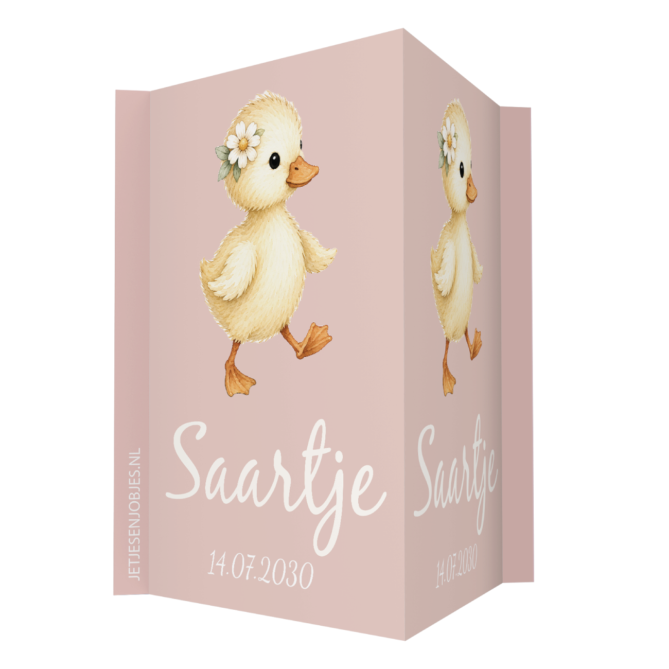 Geboortebord baby eend met bloem gepersonaliseerd | Jetjes & Jobjes