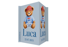 Geboortebord teddybeer met pet jongen – met naam
