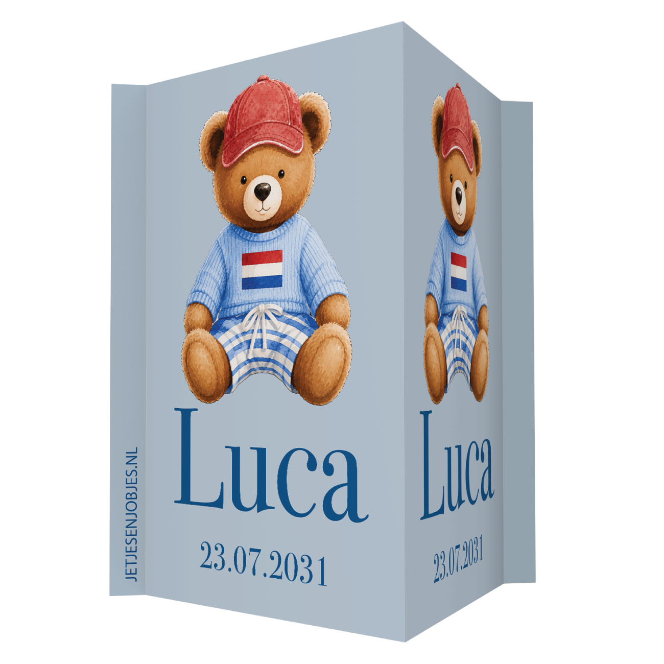 Geboortebord teddybeer met pet jongen – met naam
