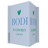 Geboortebord color blocking blauw groen – met naam
