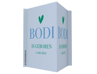 Geboortebord color blocking blauw groen – met naam