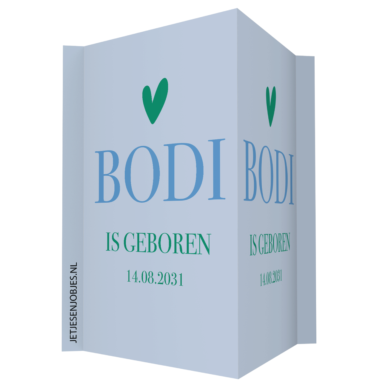 Geboortebord color blocking blauw groen – met naam