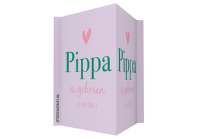 Geboortebord color blocking roze groen – met naam