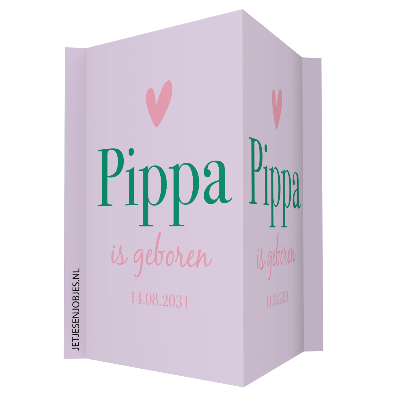 Geboortebord color blocking roze groen – met naam