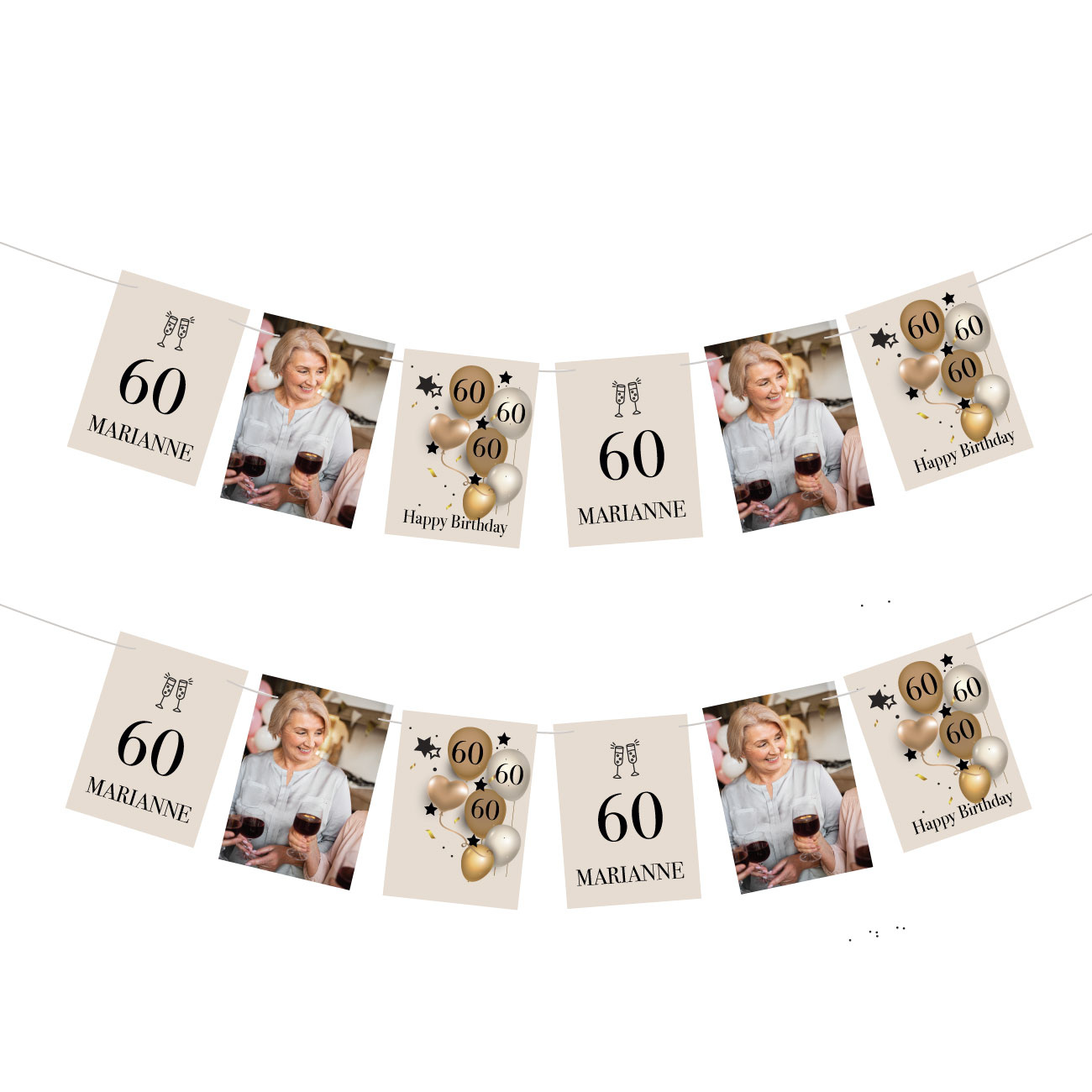 60 jaar Slinger met ballonnen gepersonaliseerd (18st)