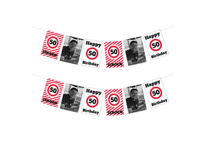 50 jaar Slinger verkeersbord met foto gepersonaliseerd (18st)