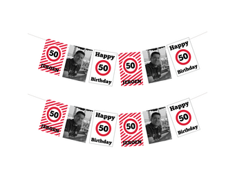 50 jaar Slinger verkeersbord met foto gepersonaliseerd (18st)