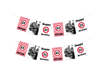 21 jaar Slinger verkeersbord met foto gepersonaliseerd (18st)