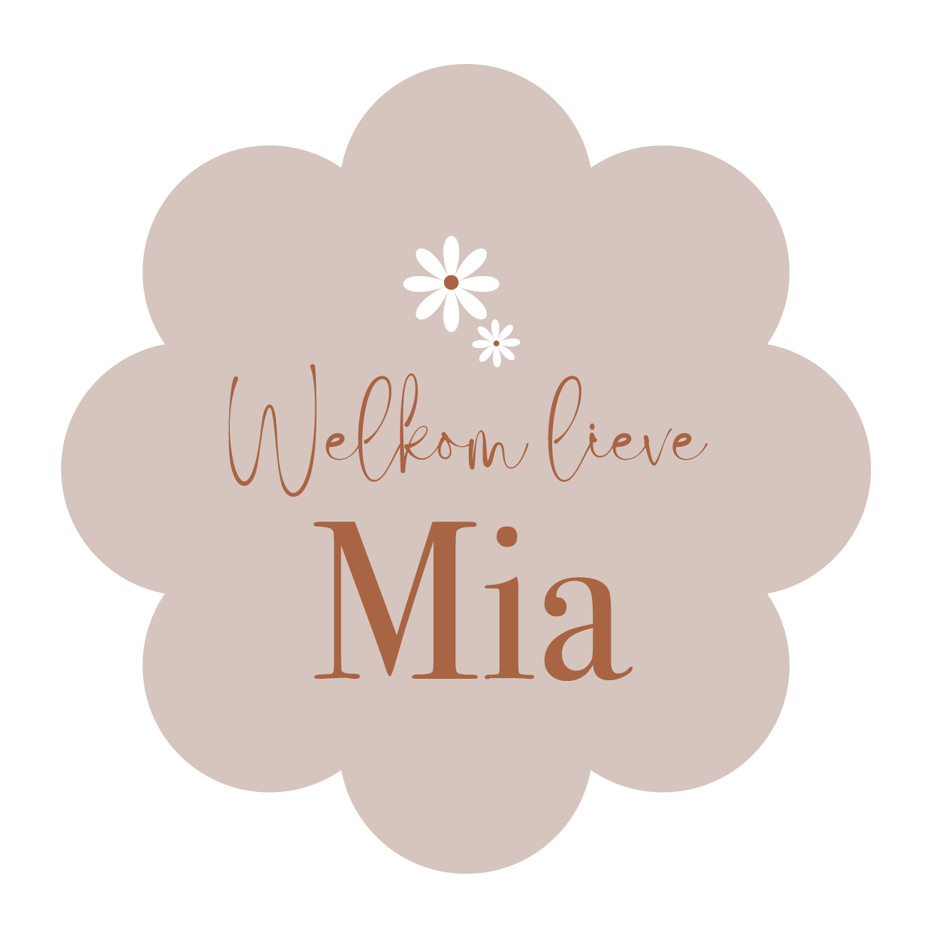 Geboorte raamsticker met naam Little Daisy, bloemvormige raamsticker met madeliefjes, gepersonaliseerd