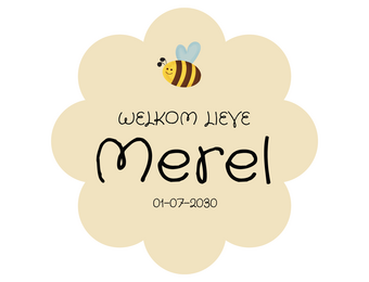 Geboorte raamsticker Little Bee Yellow met naam