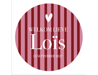 Geboorte raamsticker Pink Stripes met naam
