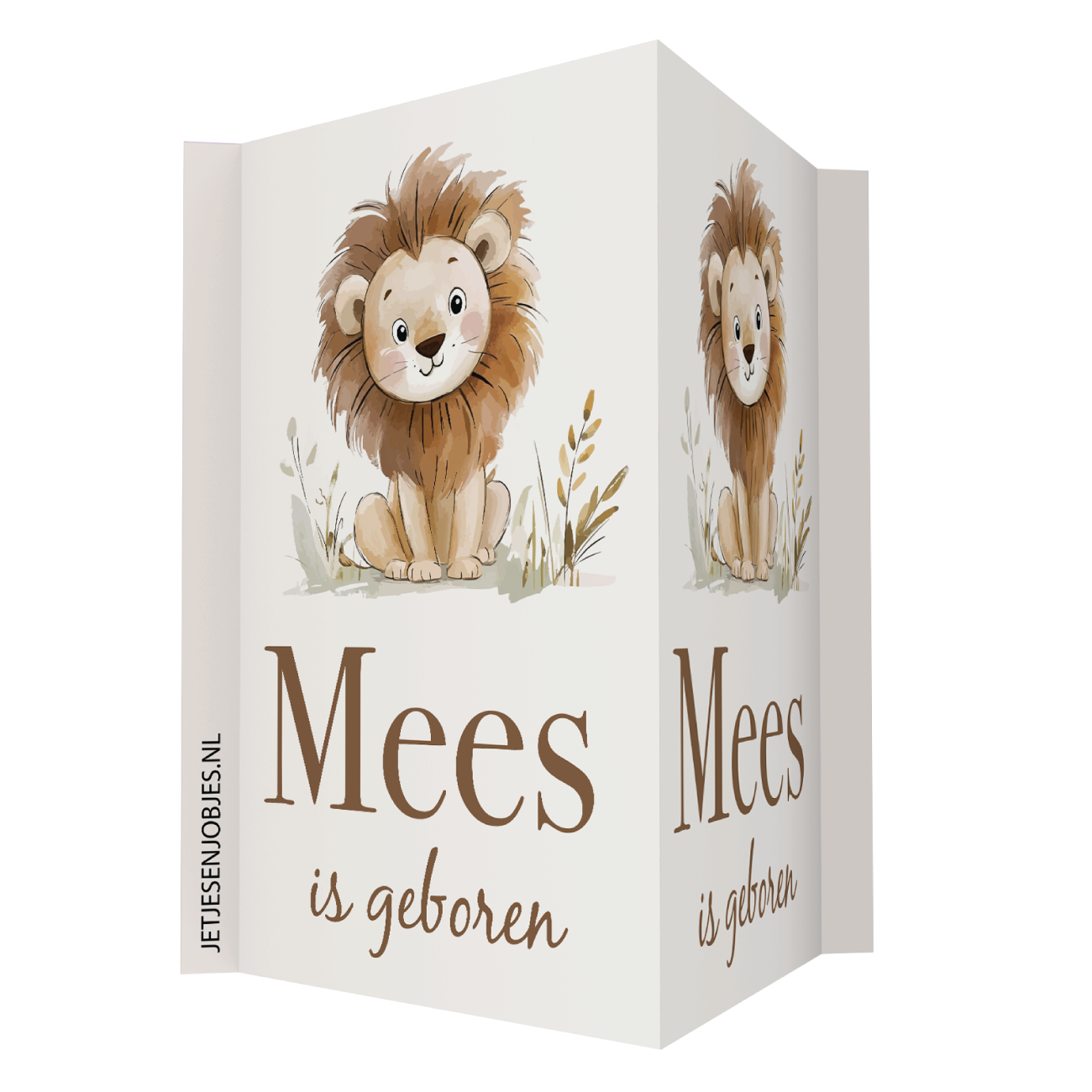 Geboortebord met naam Little Lion, dubbelzijdig geboorte raambord met leeuwtje, gepersonaliseerd