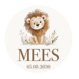 Geboorte raamsticker met naam Little Lion, ronde statische raamsticker met leeuwtje, gepersonaliseerd