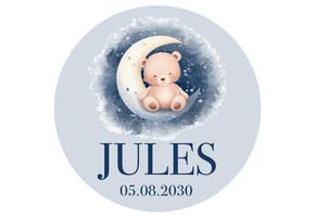 Geboorte raamsticker Beertje op de maan met naam