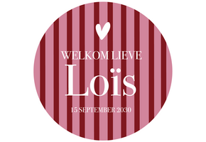 Geboorte raamsticker Pink Stripes met naam