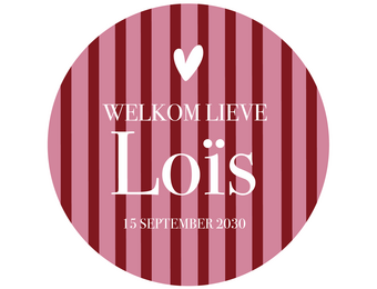 Geboorte raamsticker Pink Stripes met naam
