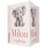 Geboortebord met naam Olifantje roze, dubbelzijdig geboorte raambord met olifant, gepersonaliseerd