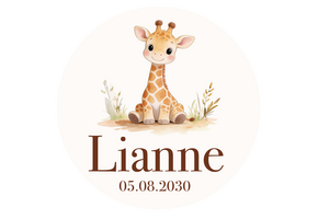 Geboorte raamsticker Girafje met naam