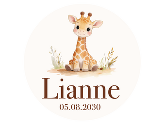 Geboorte raamsticker Girafje met naam