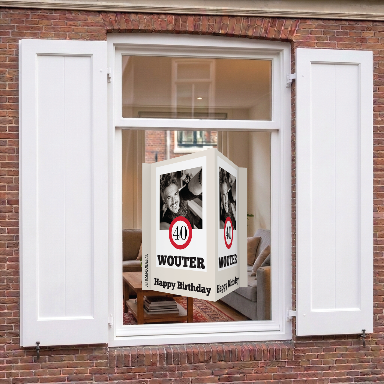 40 jaar Verkeersbord Raambord met foto