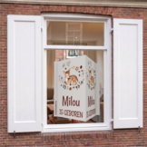 Geboortebord met naam Hertje met konijntje, dubbelzijdig geboorte raambord met bosdieren, gepersonaliseerd