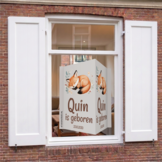 Geboortebord met naam Slapend vosje, dubbelzijdig geboorte raambord met vos, gepersonaliseerd