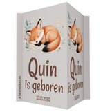 Geboortebord met naam Slapend vosje, dubbelzijdig geboorte raambord met vos, gepersonaliseerd
