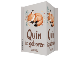 Geboortebord Slapend vosje met naam