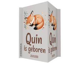 Geboortebord Slapend vosje met naam