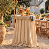 Statafelrok Off White met ruffle rand, voor statafel 80 cm