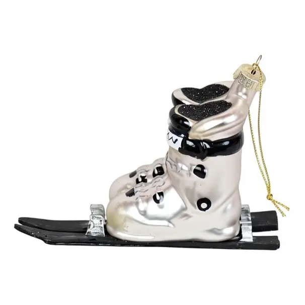 Kersthanger Ski's Zilver & Zwart – Glazen Kersthanger