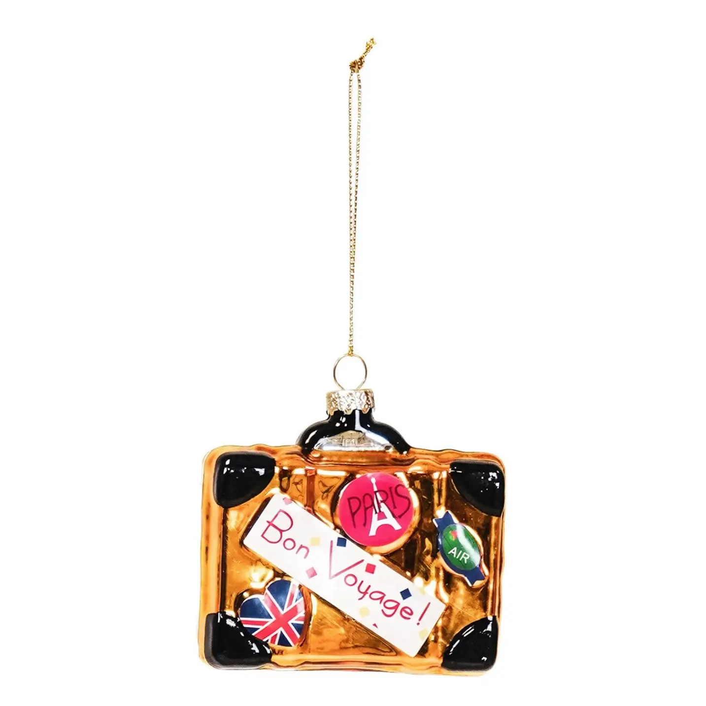 Kersthanger Koffer Goud – Glazen Kerstornament | Housevitamin