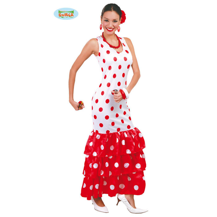 Fiestas Guirca Flamenco danseres wit/rood