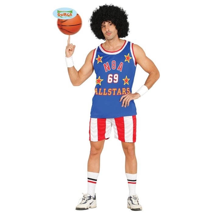 Fiestas Guirca Basketball speler blauw rood/wit gestreept