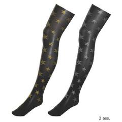 Panty zwart met zilveren of gouden sterren