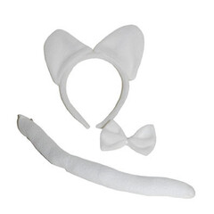 Dierenset kat 3-delig wit