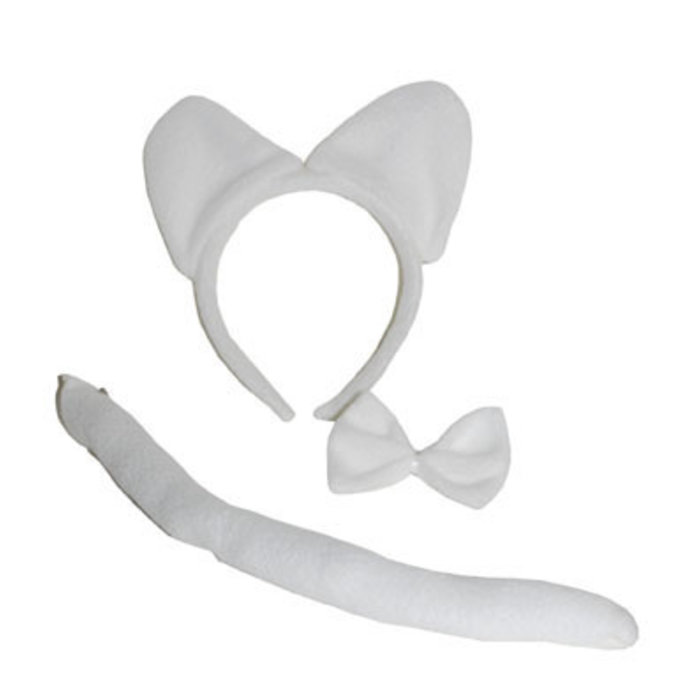 Dierenset kat 3-delig wit