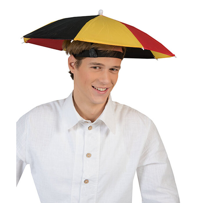 Hoed met paraplu zwart/geel/rood
