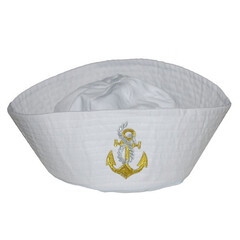 Hoedje marine wit stof