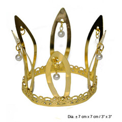 Kroon goud hoog rond met witte pareltjes