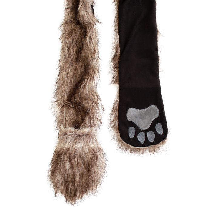 Muts 'Fluffy' met handschoenen bruin