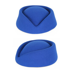 Stewardess hoed wolvilt blauw