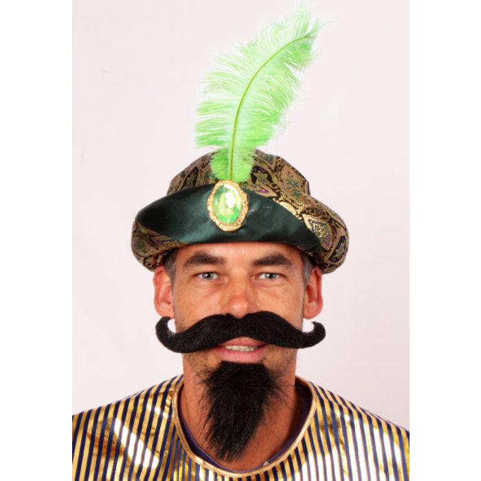 Arabisch Sultan muts met veer groen
