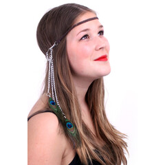 Hoofdbandje/ketting 'Ibiza' pauwveren