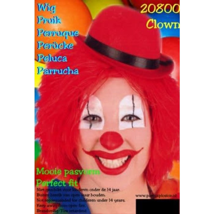 Clowns pruik rood DOOS 43