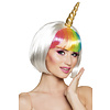 Pruik 'Unicorn' kort wit/gekleurde pony+eenhoorn DOOS 163