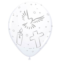Ballonnen 'Communie' wit met opdruk, per 8st